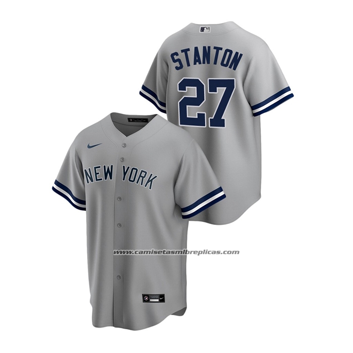 Camiseta Beisbol Hombre New York Yankees Giancarlo Stanton Replica Road Gris